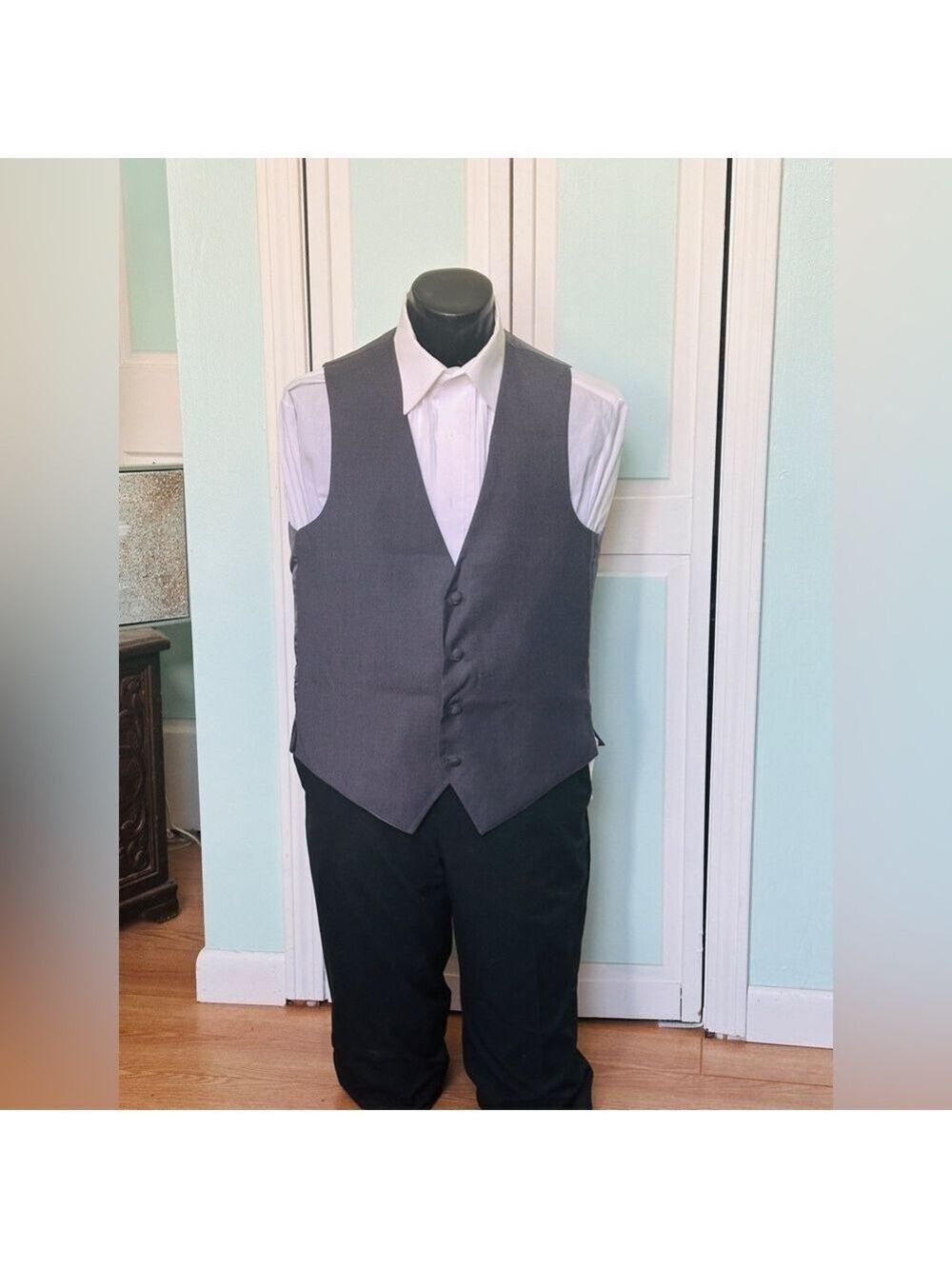 Steel Gray Dark Grey Charcoal Closed Back Vest Wedding Prom Men’s Medium M